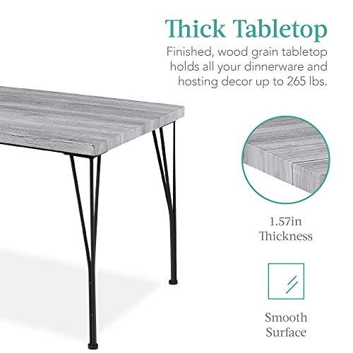 5-Piece Metal and Wood Rectangular Dining Table Set with 4 Chairs V955