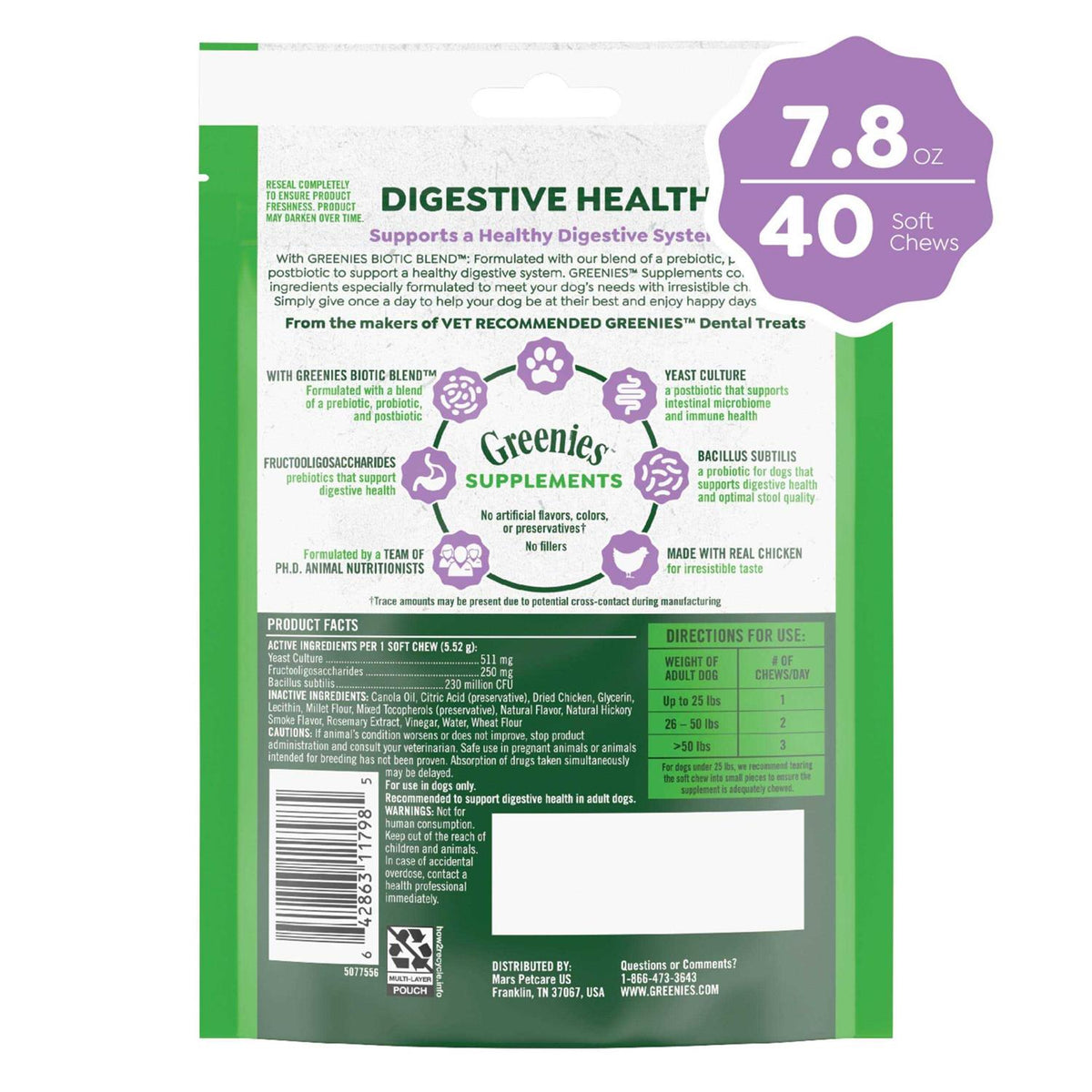 Probiotics Digestive Health Supplements for Dogs Chicken Flavor A829506
