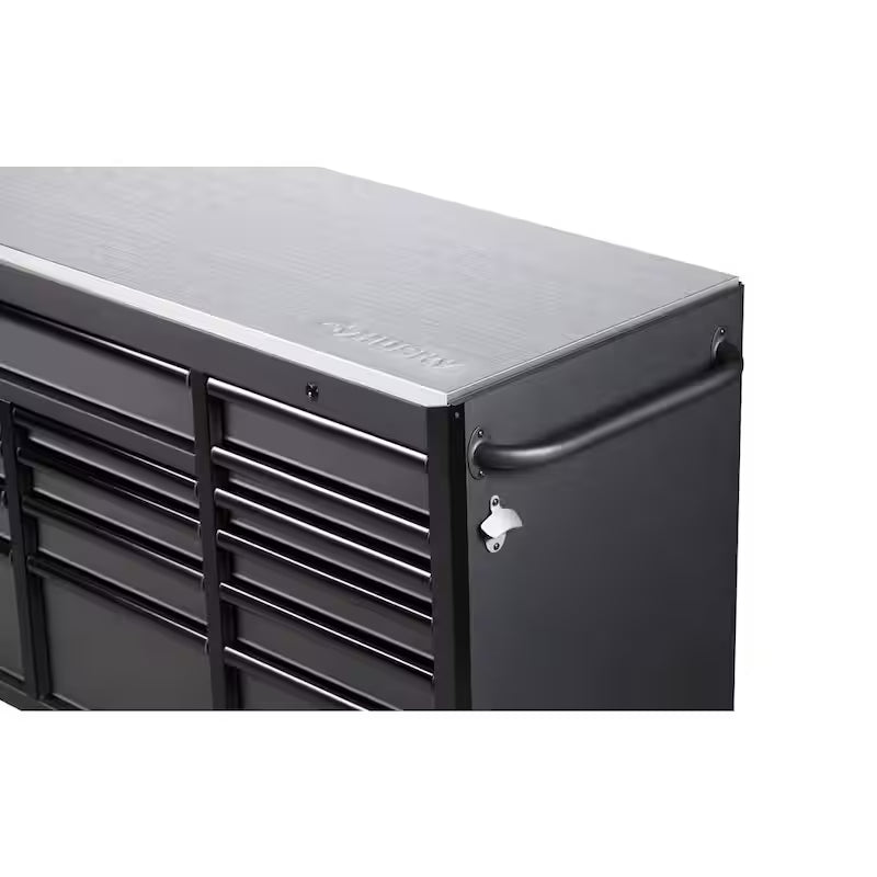 Heavy Duty 15-Drawer Mobile Workbench Cabinet Chest with Stainless Steel Top in Matte Black S95674