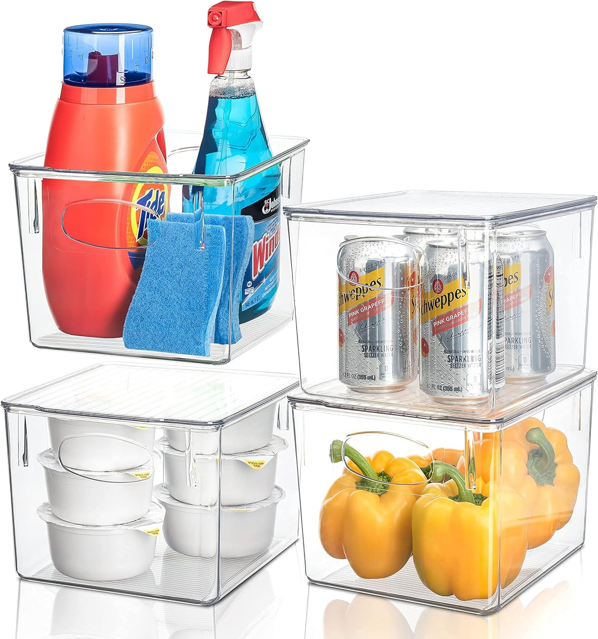 Clear Stackable Plastic Storage Bins with Lid, 4 Pack of 2 N98660