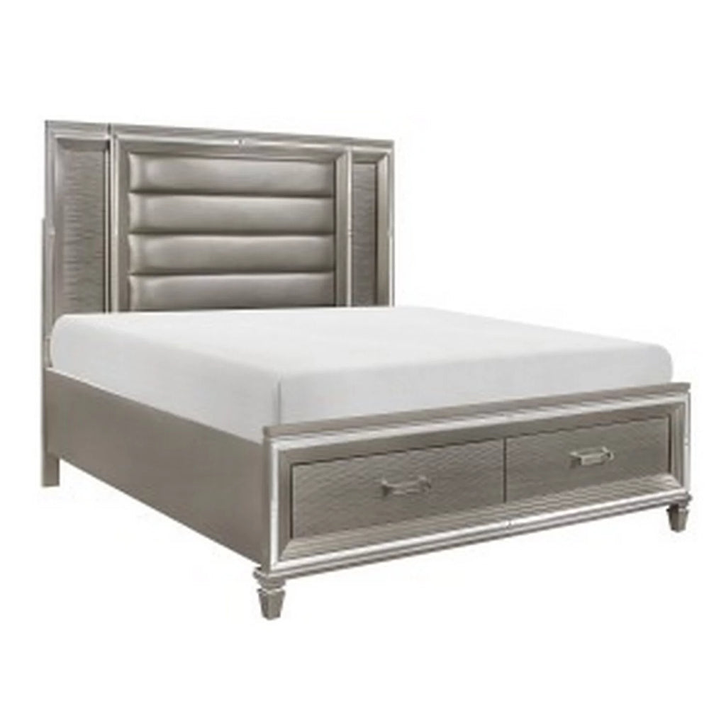 Queen Platform Bed with LED Headboard and 2 Drawer Footboard H287949