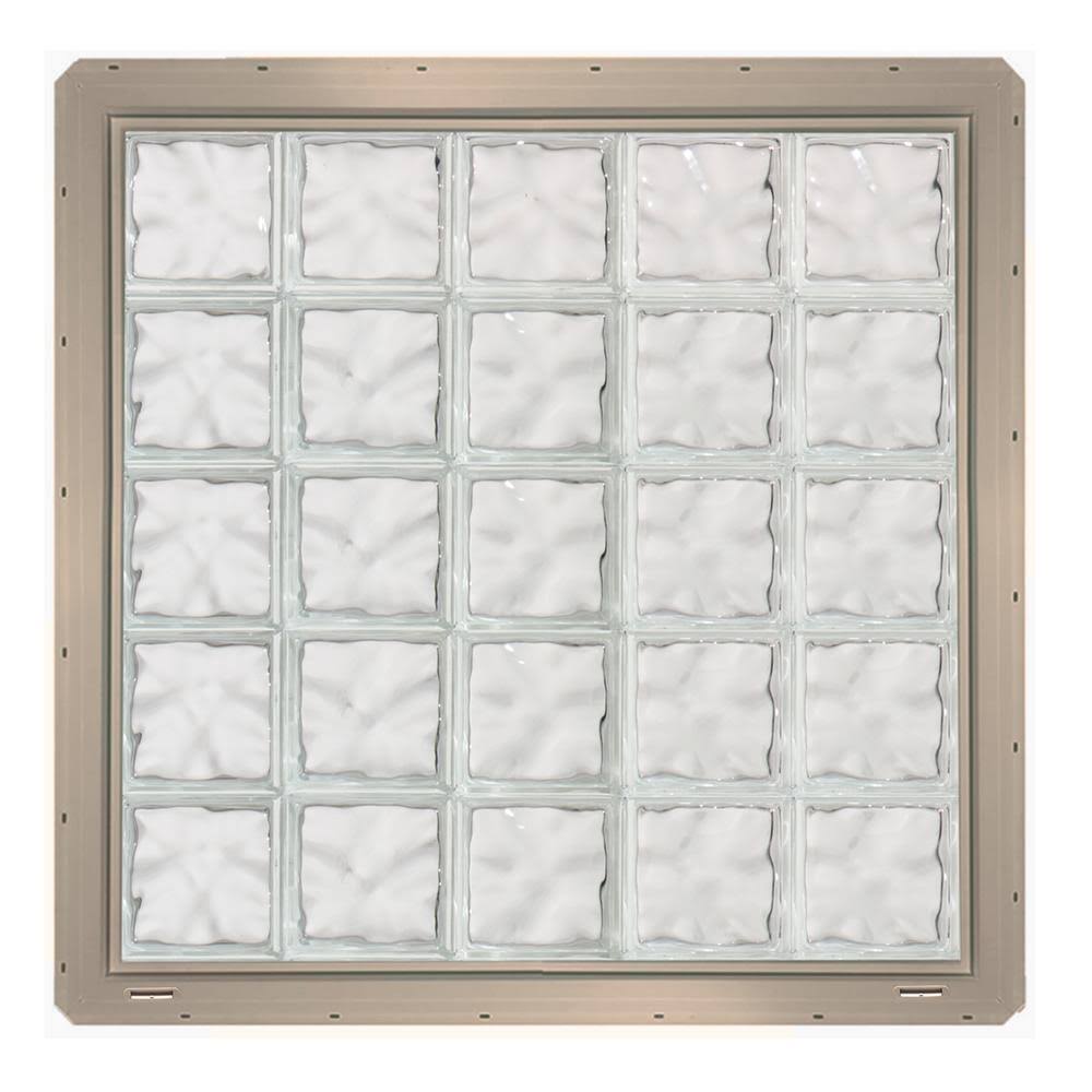 Vinyl Framed Glass Block Window with Clay Colored Vinyl Nailing Fin C9219