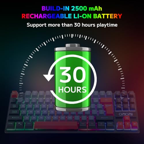 Rechargeable LED Backlit Tenkeyless Compact 87 Keys 6 Button Wireless Keyboard Mouse Combo U30243