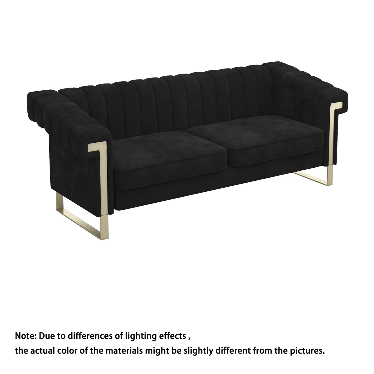 Blue Velvet Chesterfield Sofa with Gold Legs S288447