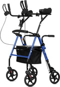 Red Aluminum Upright Rollator Walker with Seat and Backrest C9934