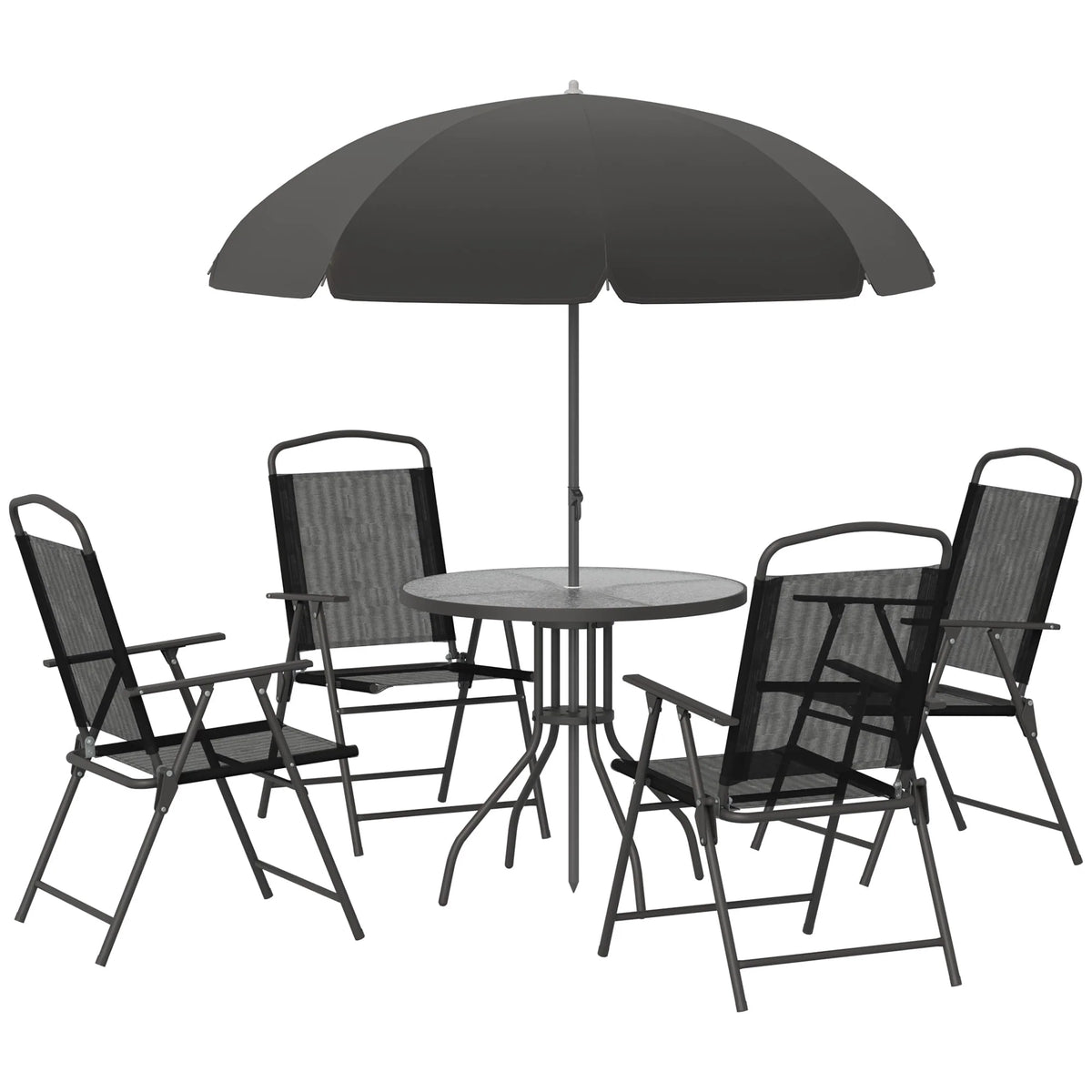 6 Piece Fabric Patio Dining Set with Umbrella K66479