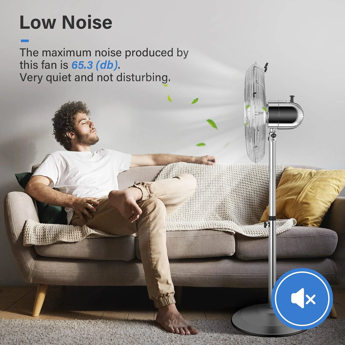 Metal Pedestal Fan, Quiet Oscillating Standing Fan with Height Adjustable G409