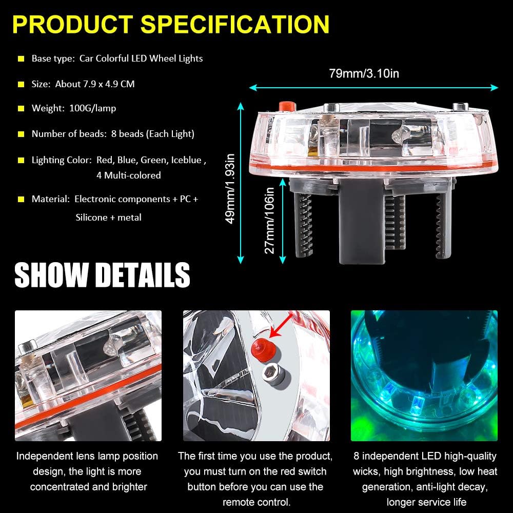 Solar Motion Sensor Wheel Tire Light 4Pack C36898