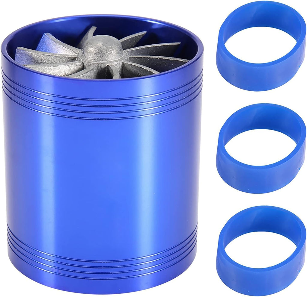 Twin Fan Turbine Car Air Intake Turbocharger Super Gas Fuel Saver Turbo (Blue) W716409