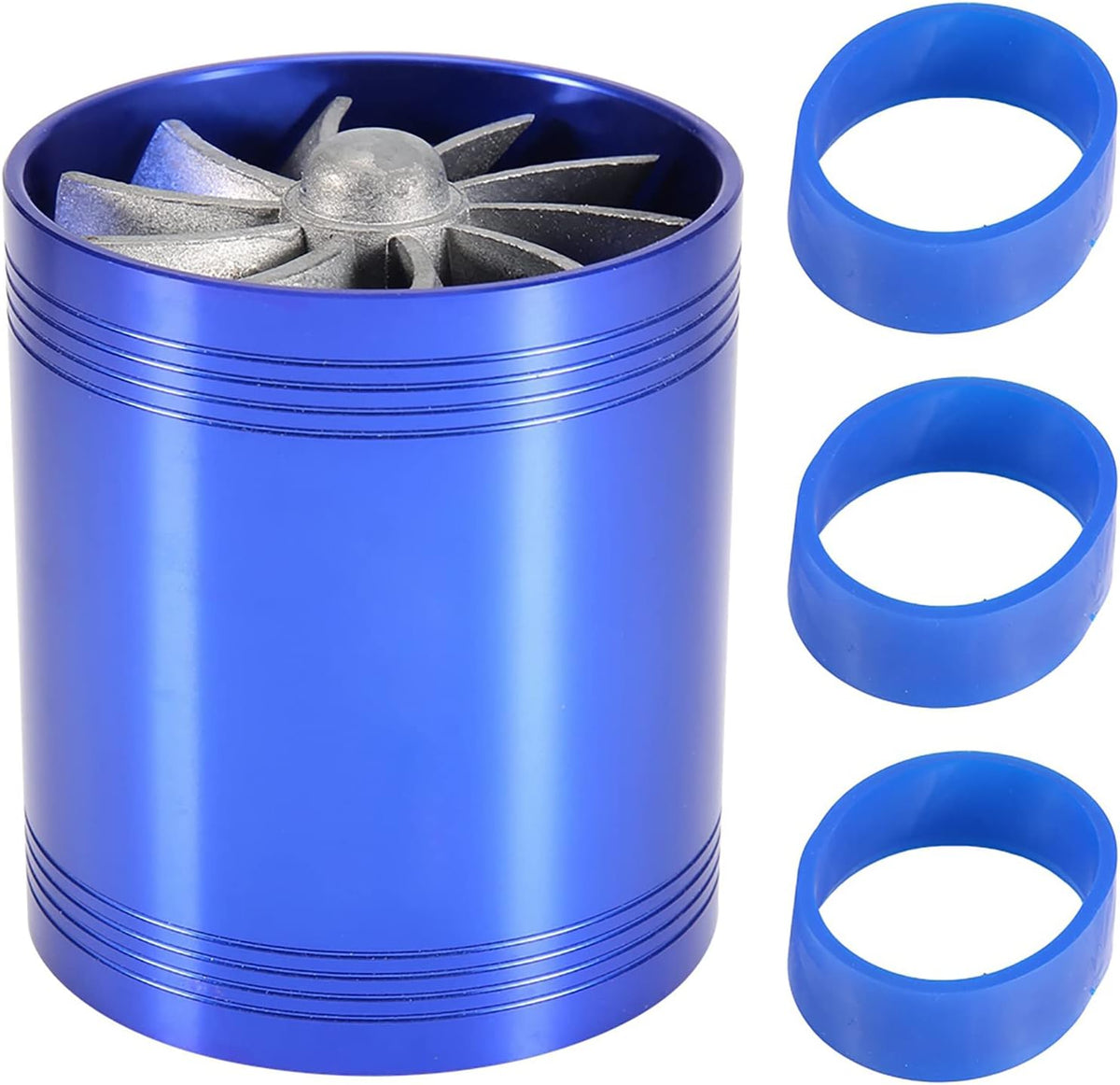 Twin Fan Turbine Car Air Intake Turbocharger Super Gas Fuel Saver Turbo (Blue) W716409