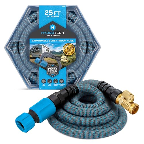5/8" 25 ft Expandable Garden Hose with Reinforced Latex Core and Solid Brass Fittings W502991