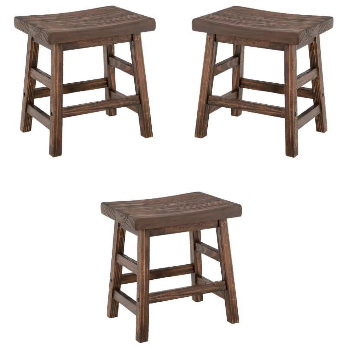 Brown Reclaimed Wood Barstool Set of 3 J328613