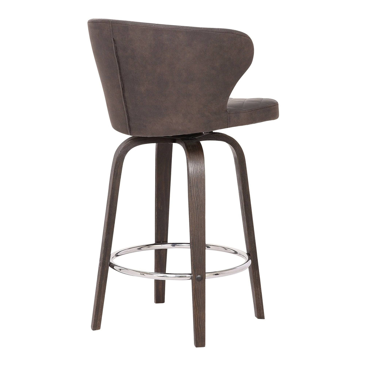 Brown Faux Leather Swivel Bar Stool E6611