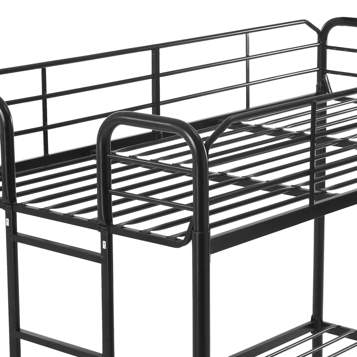 Black Metal Twin over Twin Quad Bunk Bed with Ladder and Guardrails Z667735
