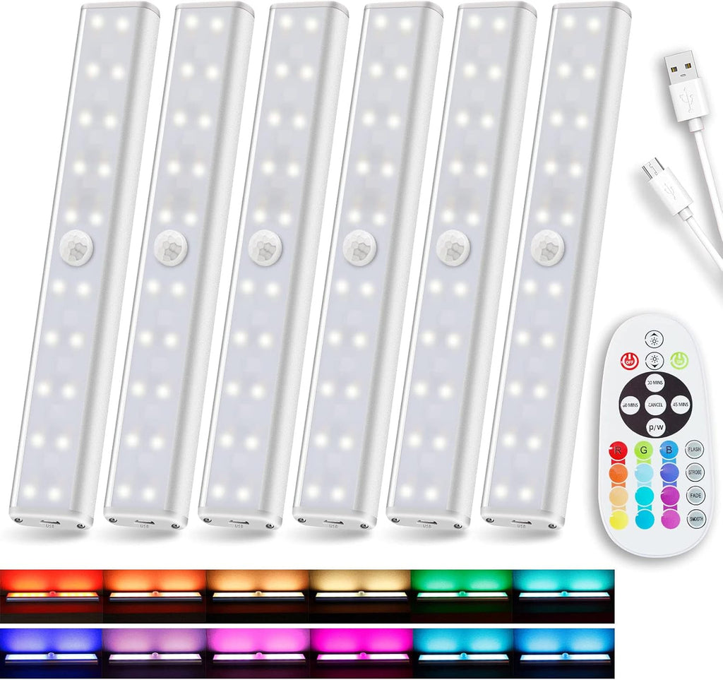 Rechargeable 48-LED Remote Lights, RGB Bar, 6 Pack Q931