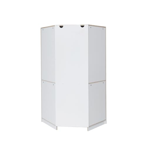 Natural Polygon Wooden Corner Wardrobe Closet with 2 Hanging Rails & Shelves X957