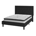 Queen Size Beige Fabric Upholstered Platform Bed with Pocket Spring Mattress I749470