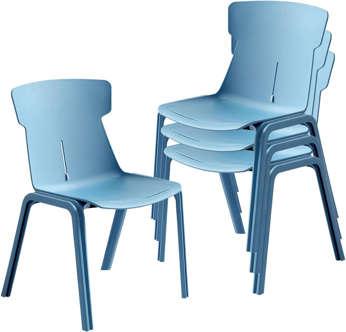 Blue Plastic Stacking Chair 4 pcs N89677