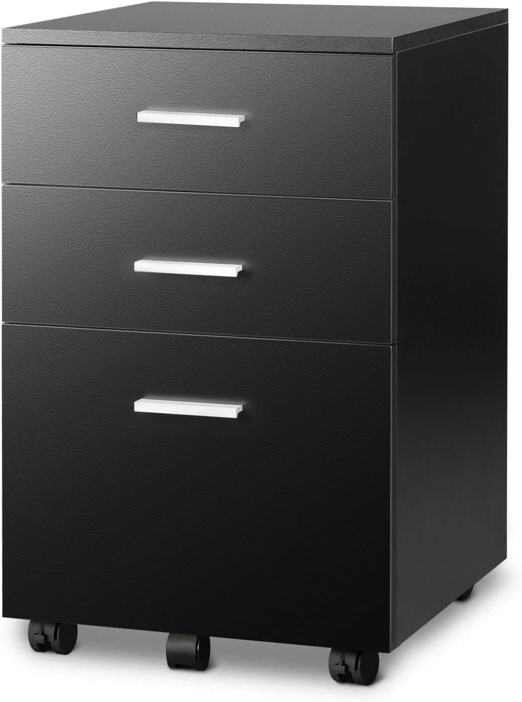 Black 3 Drawer Wood Mobile File Cabinet T933067