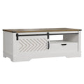White Rustic Dark Oak Rectangular Coffee Table D243487