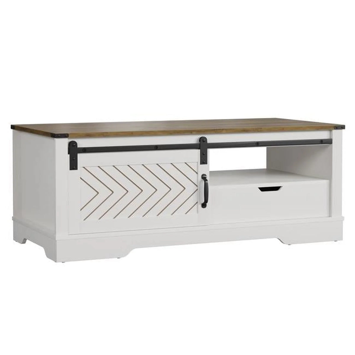 White Rustic Dark Oak Rectangular Coffee Table D243487