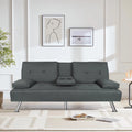 Dark Gray Linen Convertible Futon Sofa E856