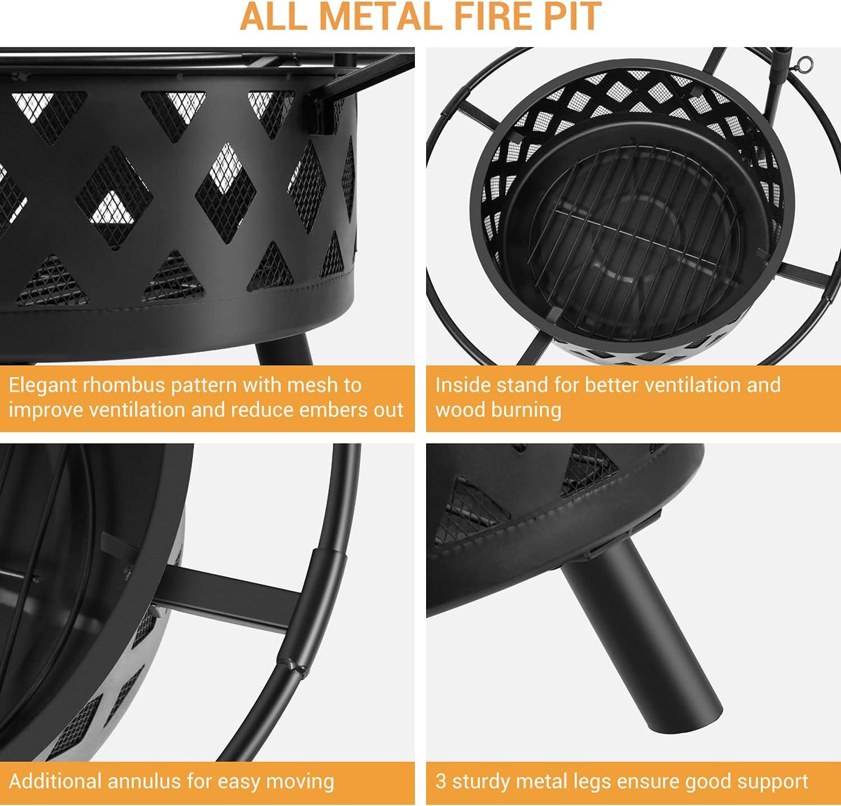 30 Inch Wood Burning Fire Pit with Cooking Grate P40315