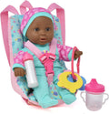 12 Inch Soft Body Black Baby Doll Travel Set with Booster Seat Carrier L54258