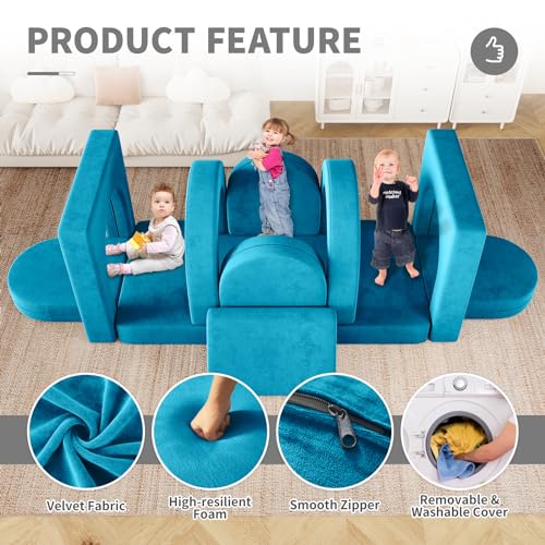 12PCS Modular Toddler Couch with Triangular Cushions and Arches (Gray) M9436
