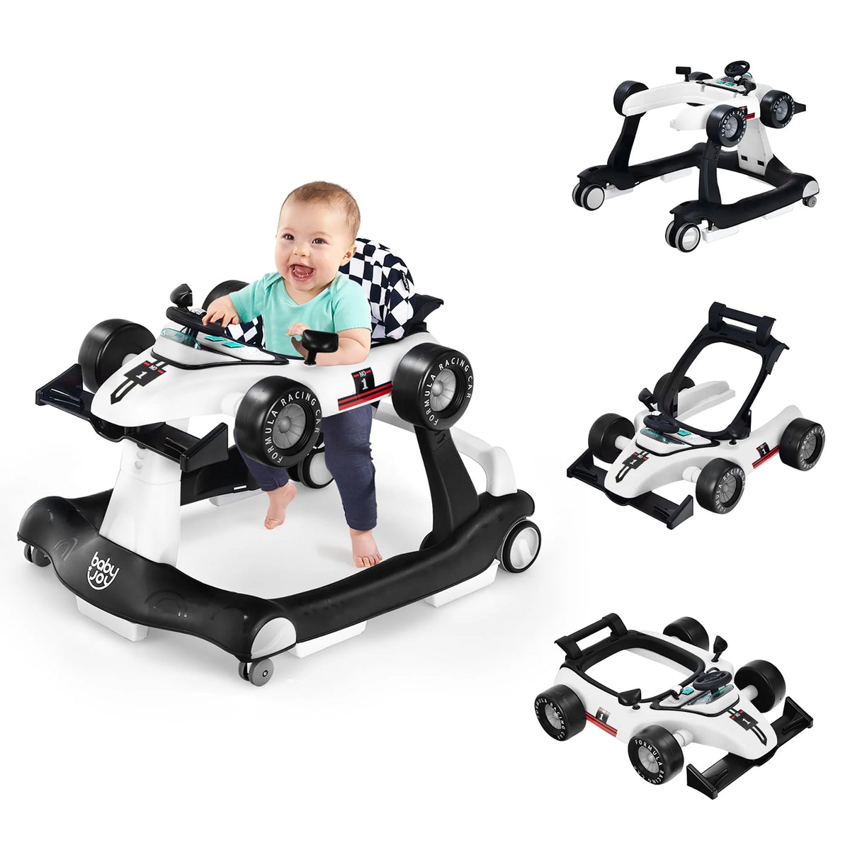 Foldable Adjustable Height Blue Baby Walker X867