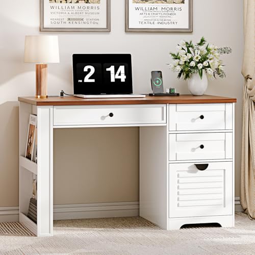 Antique Cream 7 Drawer Computer Desk M34205