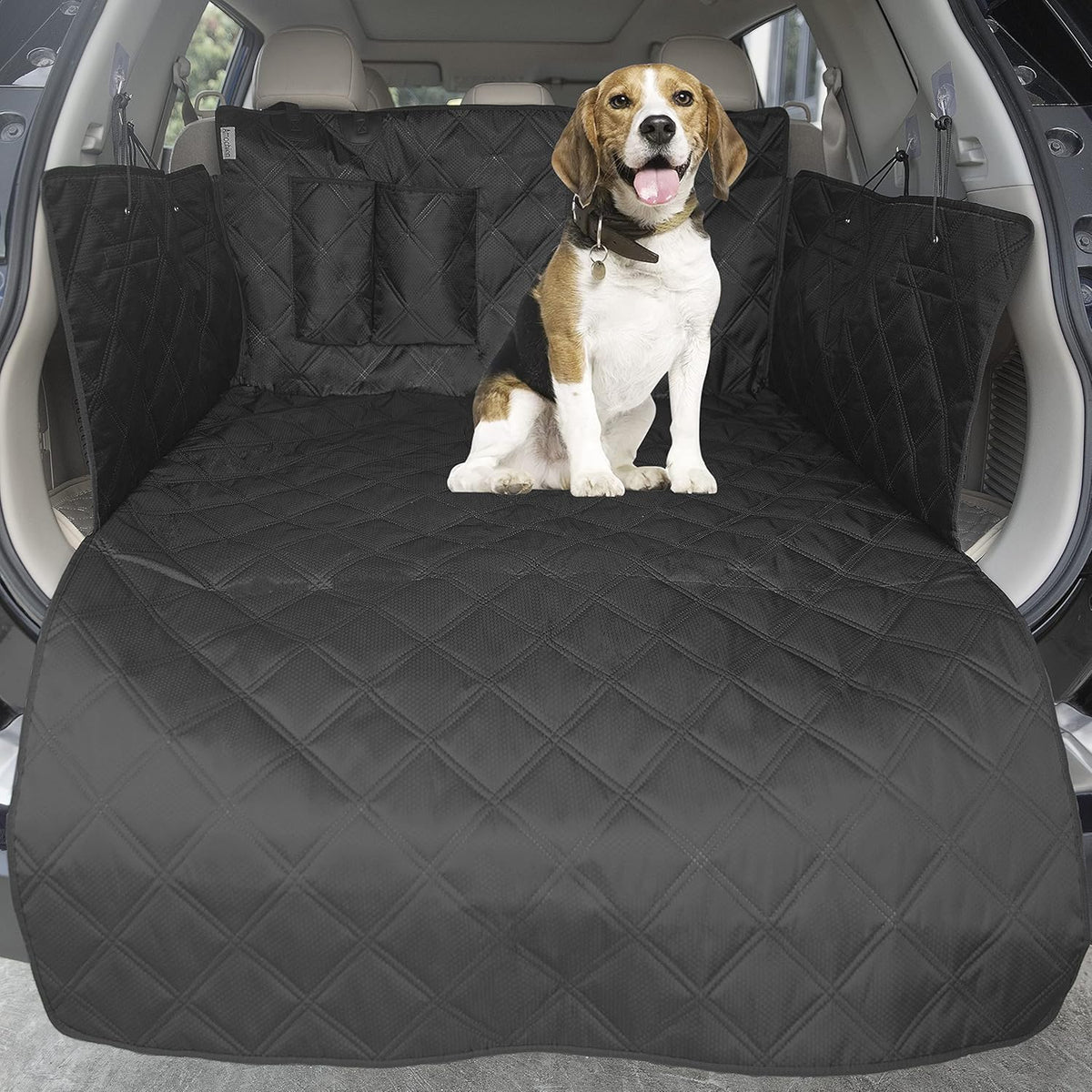 Waterproof Non-Slip Dog Cargo Liner with Side Walls Protector and Bumper Flap Black Pack of 2 T45692