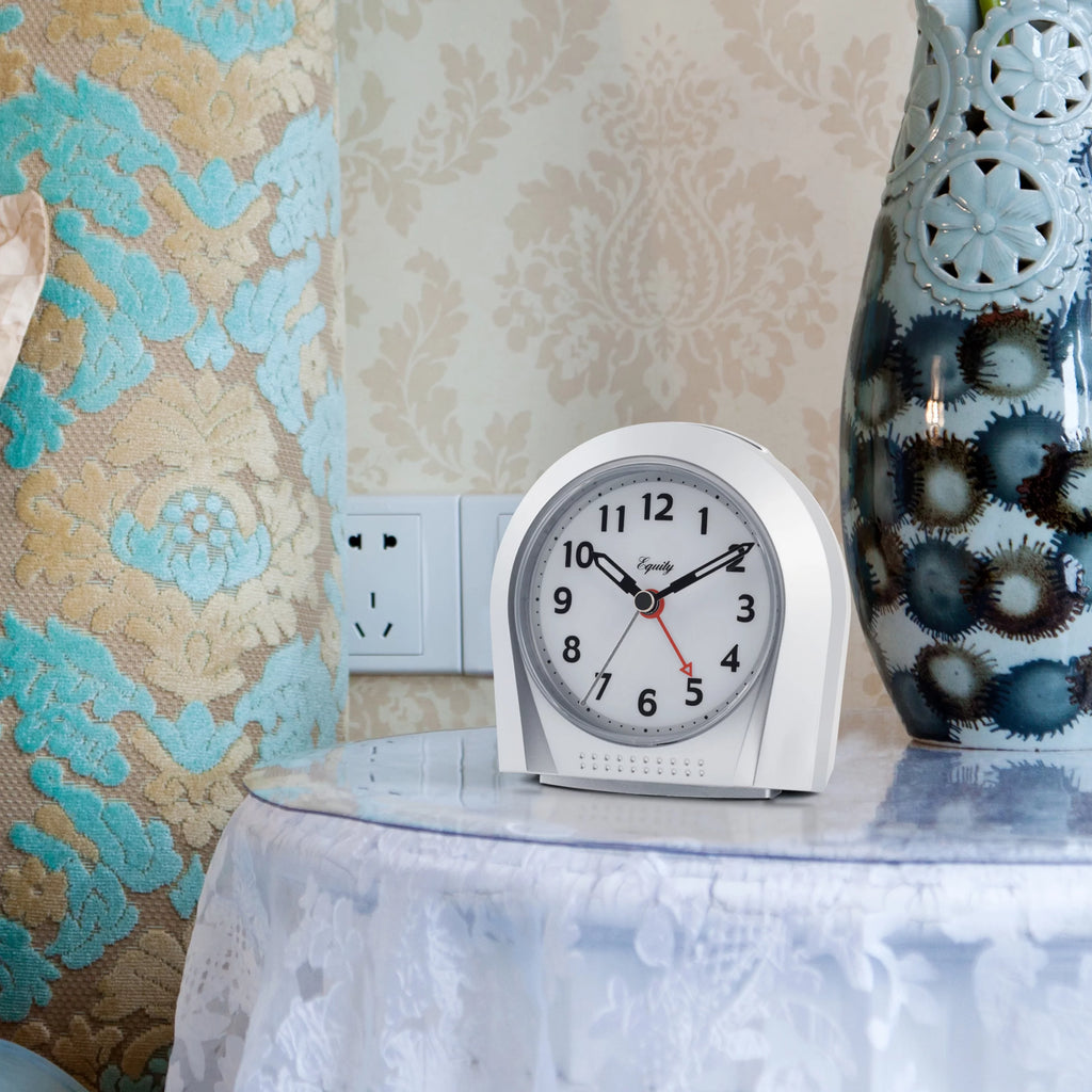 Silver Silent Sweep Night Vision Alarm Tabletop Clock Z643