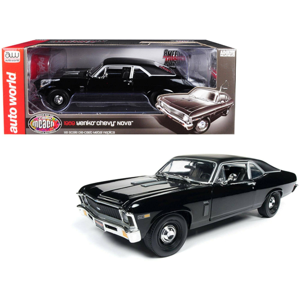 1969 Chevrolet Yenko Nova SS Gloss Black with Matt Black Top Muscle Car N226