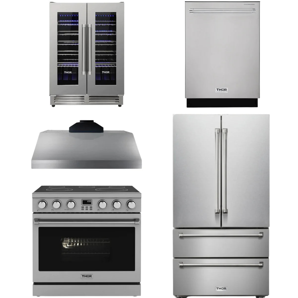 36 Electric Range, Range Hood, Refrigerator, Dishwasher and Wine Cooler S9835