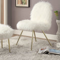 White Faux Fur Padded Accent Chair L7431