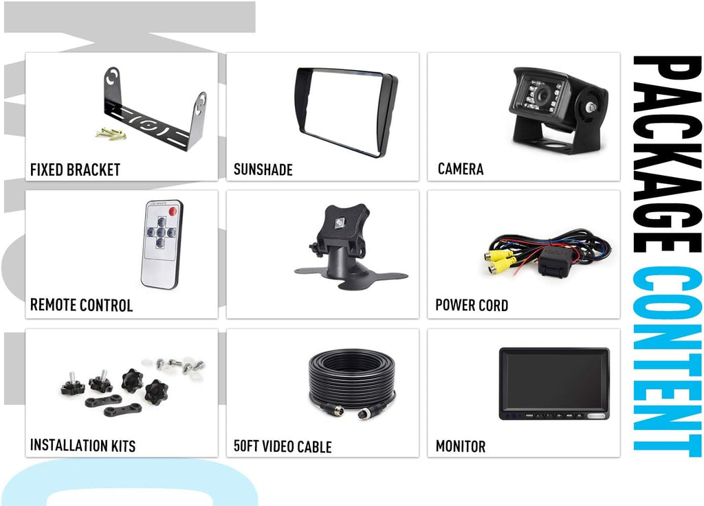 FHD 1080P Wired Backup Camera System 7 Inch Monitor IP69 Waterproof IR Night Vision Reversing Camera G5323