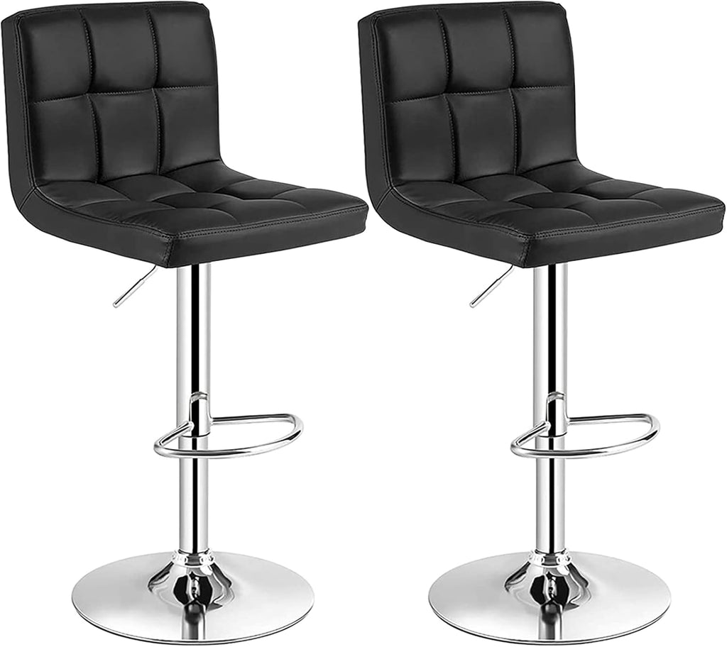 White Adjustable Swivel Bar Stools Set of 2 V345
