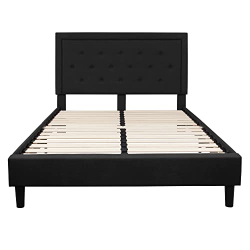 Queen Size Beige Fabric Upholstered Platform Bed with Pocket Spring Mattress I749470