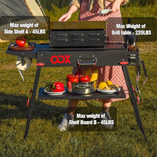 Black Stainless Steel Portable Folding Grill Table K12059