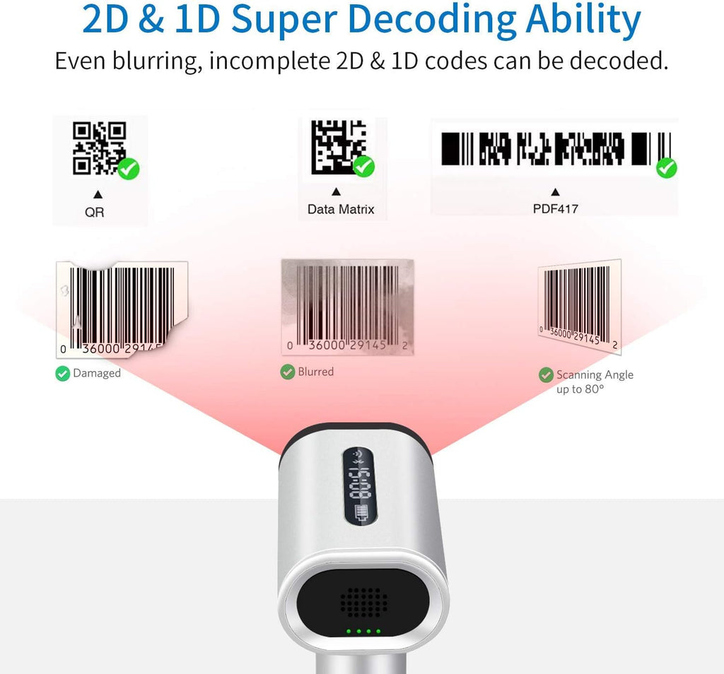 2D Wireless Barcode Scanner with Stand, Pack of 2 K85844