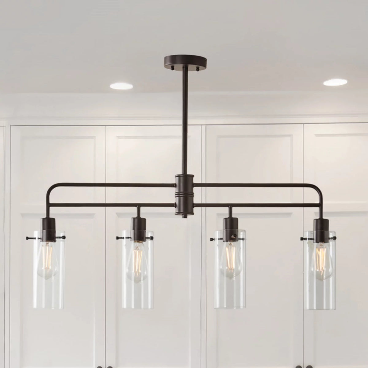 Bronze Metal Clear Glass 4-Light Island Pendant Light G551844