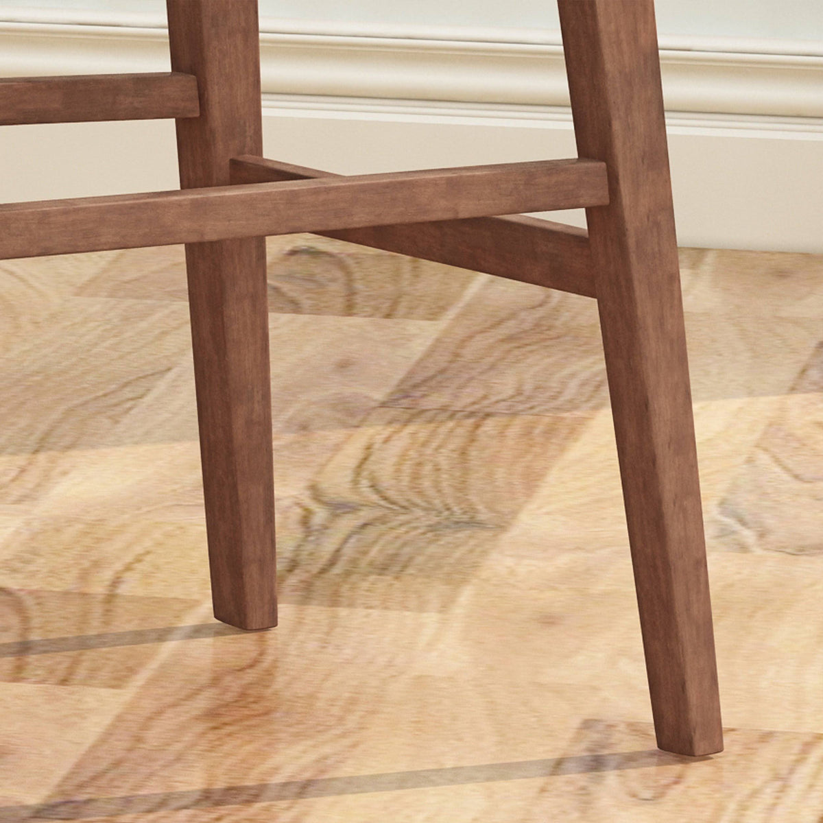 Wooden Bar Chair with Fabric Seats (Set of 2), Charcoal and Walnut Finish P918