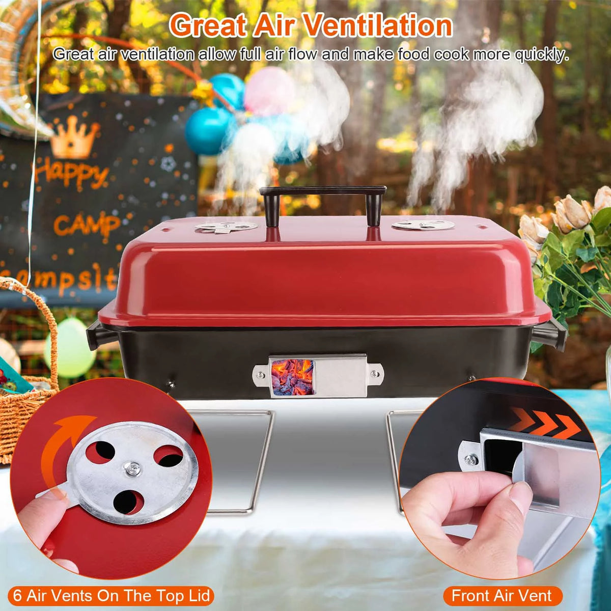 Portable Charcoal Grill with Lid T621