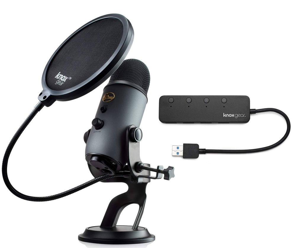 Blue Yeti Slate USB Mic with USB Hub and Pop Filter N9816