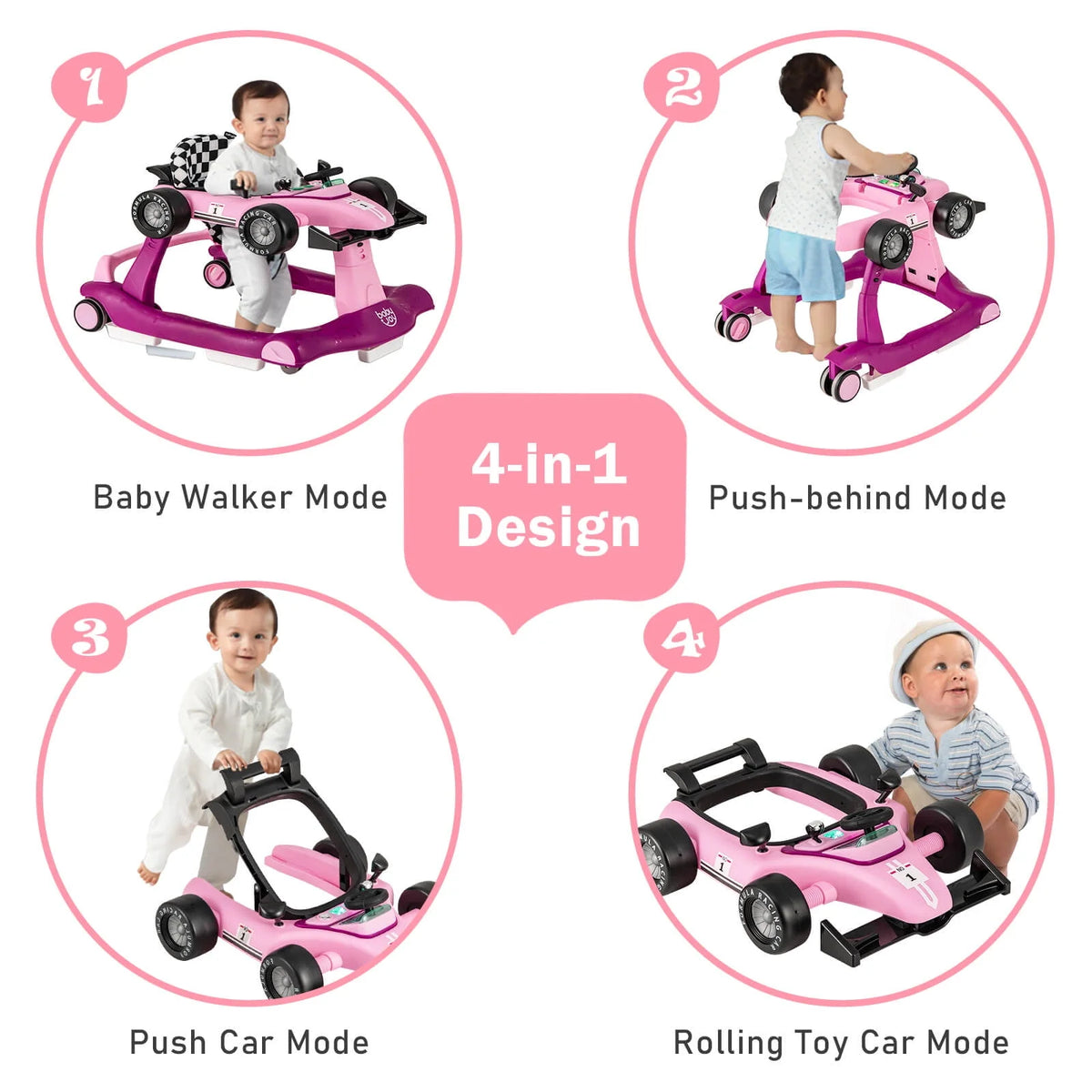 Foldable Adjustable Height Blue Baby Walker X867