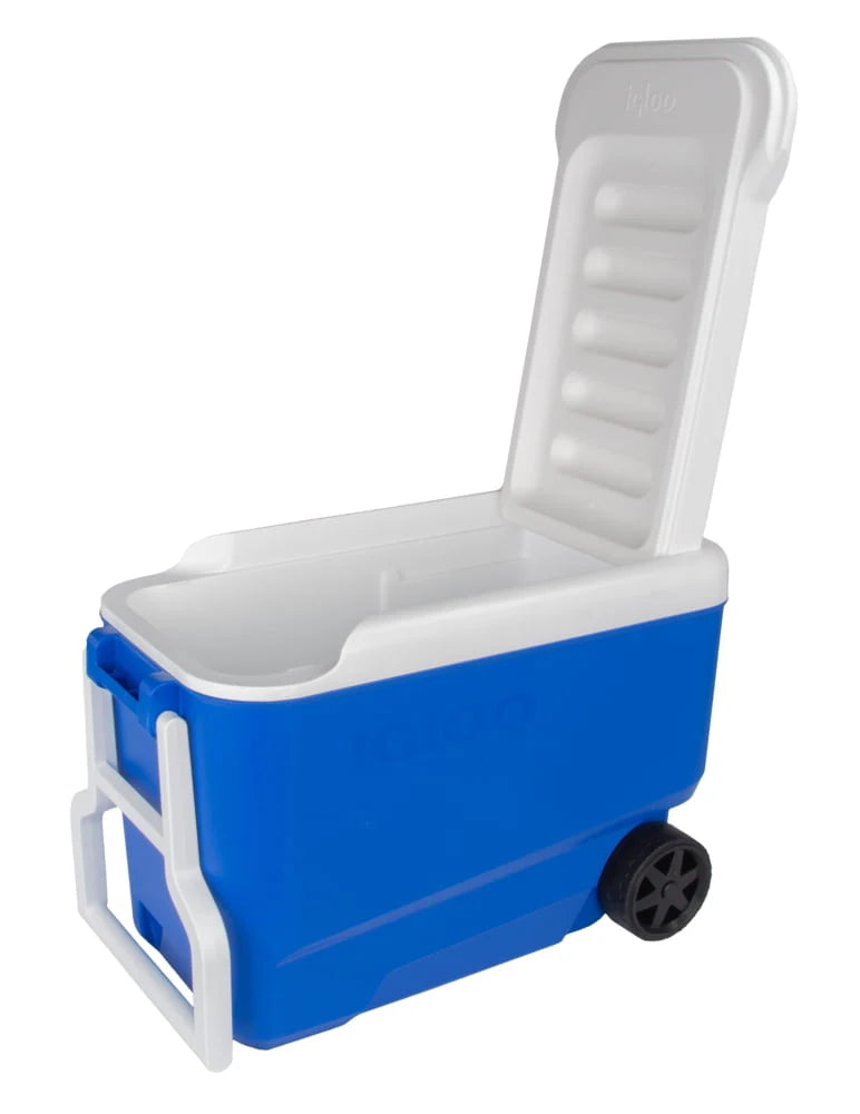 38 QT. Hard-Sided Ice Chest Cooler with Wheels, Blue I1878