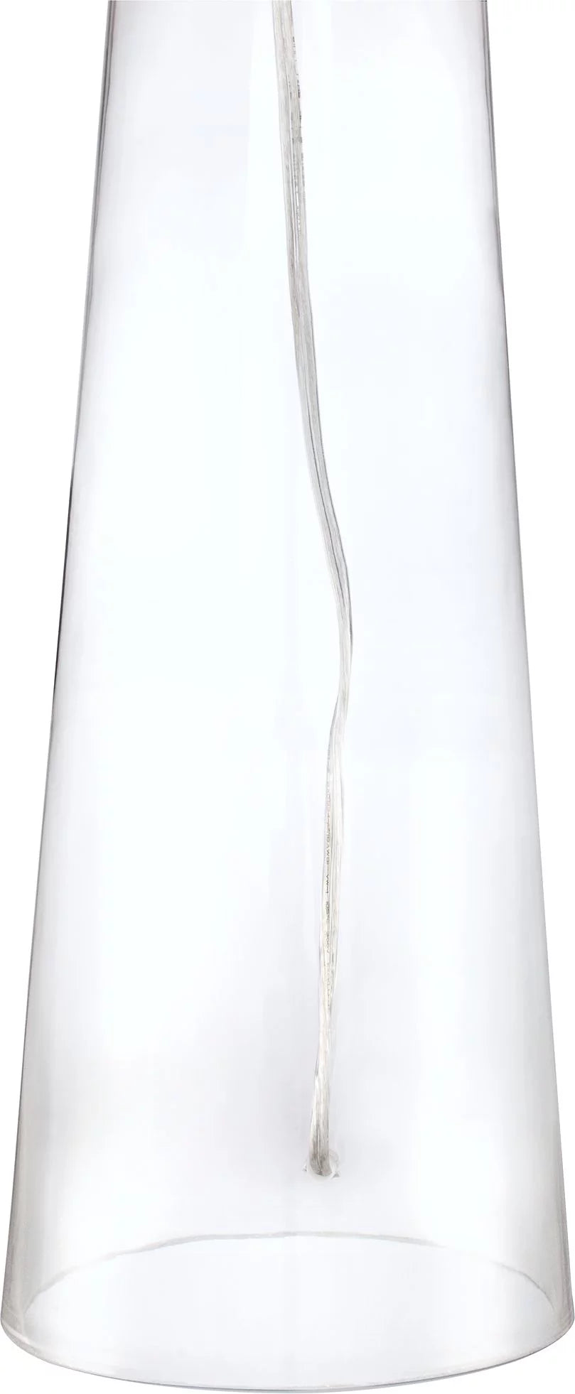 30" Tall Clear Glass End Table Lamp with White Shade W9969