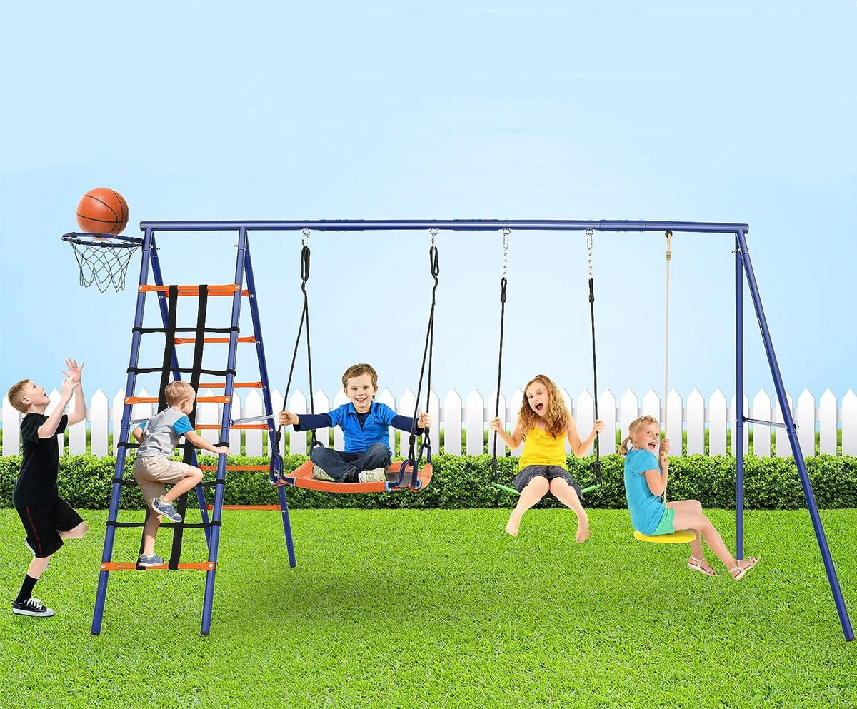 6-in-1 Heavy Duty A-Frame Outdoor Swing Set A8942