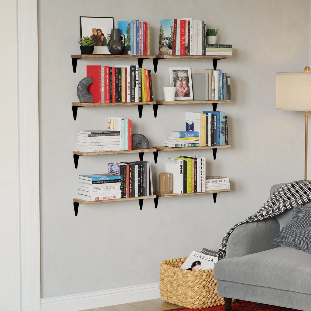 Set of 8 Black Floating Shelves A691845